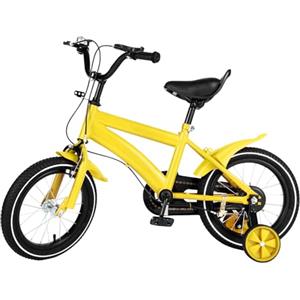 HauTour Bicicletta per bambini 14 16 18 20 pollici in acciaio ad alto tenore carbonio per bambini volante sella regolabile inaltezza per bambini 3 a 9 anni (Bicicletta per bambini 14 pollici Giallo)