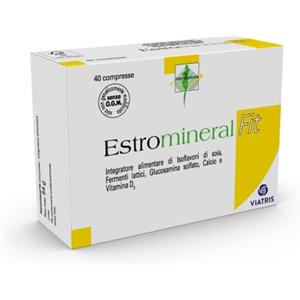 Estromineral Fit, 40 Compresse, Integratore Menopausa con Isoflavoni di Soia, Fermenti Lattici, Glucosamina Solfato, Calcio e Vitamina D3, Senza Glutine e Senza Lattosio