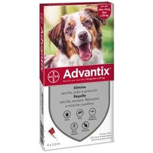 ELANCO Advantix Spot-On Antiparassitario per Cani da 10 a 25 Kg - 4 Pipette da 2,5 ml