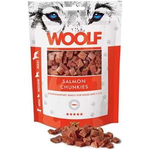Woolf Snack per Cani e Gatti - Bocconcini Morbidi di Salmone 100g, Ricchi di Proteine e Omega-3, Senza Glutine