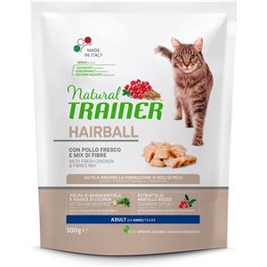 Trainer Natural Gatto Hairball Pollo 300g - Alimento Secco per Gatti Adulti con Mix di Fibre