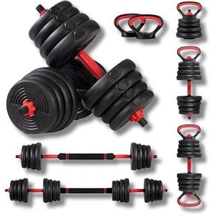 FFitness Set Manubri Regolabili Convertibili in Bilanciere 6 in 1 Kettlebell Supporto Flessioni VARI PESI DISPONIBILI 10-40 kg (40)