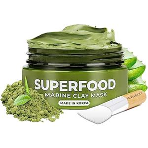 PLANTIFIQUE Maschera Viso Purificante e Idratante 100% Vegana | Argilla Verde e Superfoods Skincare Coreana | Scrub Viso Donna i Uomo Punti Neri e Pori Dilatati | 100 ml