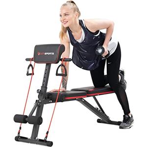 CITYSPORTS Panca Pesi Pieghevole Multifunzione, Panca Pesi Inclinabile/Declinata con 7 Posizioni Regolabili e 2 Cinghie da Allenamento, Palestra Domestica