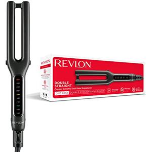Revlon Raddrizzatore a doppia piastra (design a doppia piastra, tecnologia avanzata in rame ceramica, display a LED, sistema di memoria intelligente del calore, 10 impostazioni di calore fino a 235