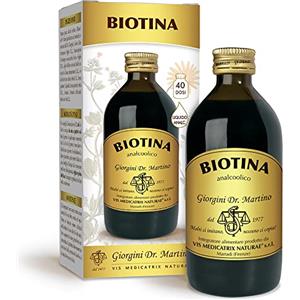Dr Giorgini BIOTINA LIQUIDO ANALCOLICO - 200 ml (integratore di biotina per capelli e pelle, dosi per 40 giorni)