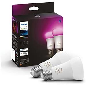 Philips Hue White and Color Ambiance Lampadina Smart Led, Bluetooth, Dimmerabili, E27, 9 W, confezione da 2