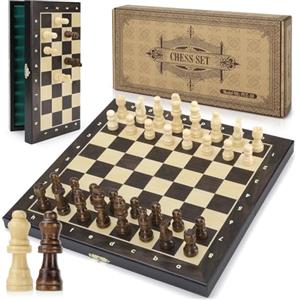 Peradix Scacchi Gioco da Tavola,Scacchiera in Legno Magnetica con Regine Extra 30CM, Portatili Magnetica Scacchiere da Viaggio per Adulti Bambini