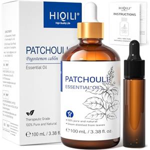 HIQILI Olio Essenziale Patchouli 100ML, Oli Essenziali per Diffusori, Oli Essenziali Naturali Puri di Patchouli, Per Umidificatore, Profumo Fatto in Casa, Candele