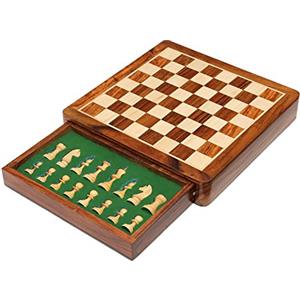 StonKraft Scacchi magnetici in legno con cassetto portaoggetti | Scacchiera da viaggio Set da gioco con scacchiera (12x12 pollici)