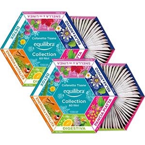 Equilibra Cofanetto Tisane Collection Integratori Alimentari, 100% Ingredienti Funzionali, Selezione di 6 Tisane, Materiali Riciclabili, Box Regalo, 240.0 Grammi