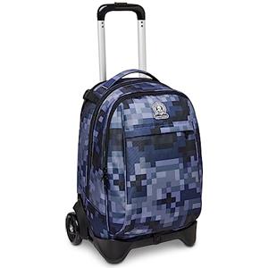 Invicta Trolley Scuola Sganciabile New Tech Fantasy, Blu, Pixel Camo Blue, 3 in 1, Triplo Uso, Zaino con Carrello Sganciabile e Tasca Porta PC, Zaini e Trolley, Scuola, Bambini e Ragazzi