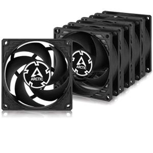 ARCTIC P8 PWM PST (5 Pezzi) - 80 mm Ventola PC, PWM Sharing Technology, Pressione Statica, Connessione PST, Velocità 200-3000 RPM, 0,3 Sone - Nero