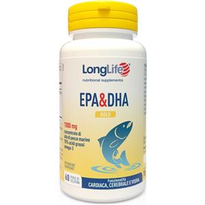 LongLife EPA DHA Gold 1000 mg - Integratore Omega-3 per Cuore e Funzione Cerebrale - 60 Perle