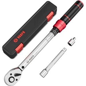 VANPO Chiave Dinamometrica 3/8'', 5-60Nm per Bici, Moto,Precisione ±3% | Chiavi Dinamometrica Set con Adattatore da 3/8 a 1/4, Barra di Prolunga 125 mm, 72T per Cambio Candela Auto