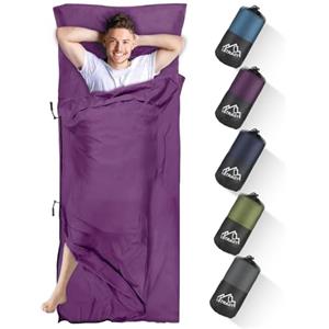 LSTRAGY Sacco Lenzuolo,95x220 cm Ultraleggero Sacco a Pelo Lenzuolo Sacco a Pelo Adulti Lenzuola a Sacco da Viaggio Campeggio Sacco Letto, Ideale per il campeggio, l'escursionismo(Viola)