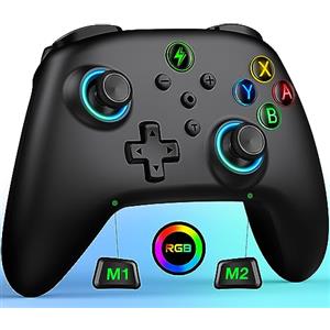 ALEEMTRY Controller per Switch, Controller Switch con Joystick RGB/Pulsanti Programmabili e Sincronizzati/1000 mAh, Switch Controller per Switch/Lite/OLED, Compatibile con Android/iOS/PC