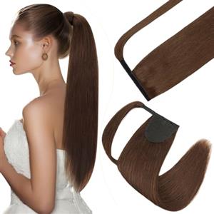 Elailite Coda Capelli Veri Extension con Clip Coda di Cavallo Ponytail Wrap Around Fascica Unica Human Hair Lisci