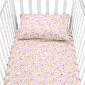 baby idea Babysanity Piumino Lettino Neonato Ricamato Completo Federa e Copripiumino e Lenzuolino con Angoli Sfoderabile Senza Paracolpi Lettino - Made in Italy- (Orsetto Rosa)