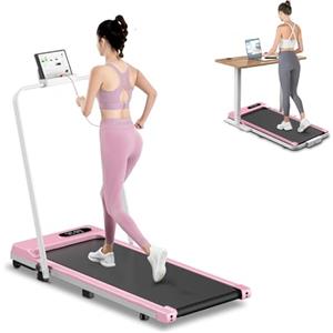 bigzzia Tapis roulant Elettrico Pieghevole Salvaspazio 1-8km/h,Tapis Roulant Salvaspazio con display a LCD, Tapis Roulant Compatto per casa e ufficio (Rosa delicato)