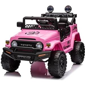 Tecnobike Shop Auto Macchina Elettrica per Bambini Jeep Toyota Fj Cruiser Ride-On12V Telecomando Luci e Suoni (Rosa)