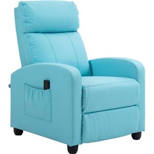 HOMCOM Poltrona Relax Massaggiante con Telecomando e 8 Programmi, Reclinazione e Poggiapiedi, Azzurro