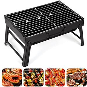 AGM Barbecue Carbone Portatile per 5-7persone, Medium Griglia a Carbone Pieghevole Portatile per Picnic, Viaggi, Patio o Campeggio in Giardino (52 x 29 x 22 CM)