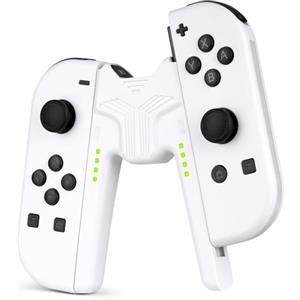 OFFCUP Impugnatura di Ricarica, Joycon per Nintendo Switch NS/Switch OLED, Charging Grip con Indicatore Led, Impugnatura Caricatore per Controller a Forma di V Accessori, USB di Tipo C(Bianco)