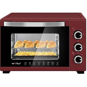 WOLTU Fornetto Elettrico da 21 Litri 1280W, Forno per Pizza, Temperatura tra 100-230℃, Timer 0-60 Minuti, Porta a Doppio Vetro Visibile, con Teglia, Griglia, Pinza e Vassoio, Rosso