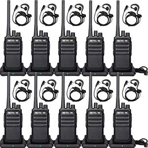 Retevis RT617 Walkie-Talkie Professionali, PMR446 Ricetrasmittenti a Lunga Distanza, VOX, Suono Squelch Chiaro, Walkie Talkie con Auricolare per Scuola, Sicurezza, Logistica (10 Pezzi, Nero)