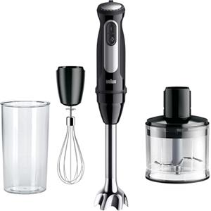 Braun Multiquick5 Pro MQ55236M, MINIPIMER CON 5 ANNI DI ASSISTENZA, Frullatore ad immersione, 25 velocità di lavorazione, Antischizzo, 1000W, 3 accessori, nero
