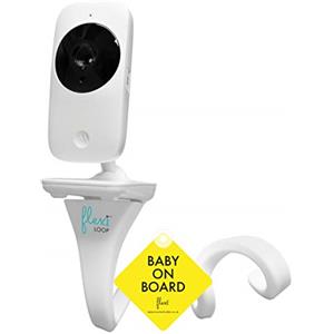 Flexi Loop - Supporto flessibile per monitor per Motorola BT Arlo Hello Baby Angelcare Tommee Tippee con filettatura a vite con cartello per auto per bambino (bianco e bambino a bordo)