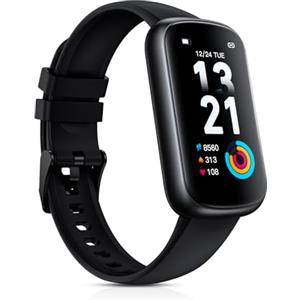 BOALZETD Smartwatch Donna, 1,47'' Orologio Fitness con Cardiofrequenzimetro/SpO2/Sonno/Stress, Contapassi Activity Tracker, Notifiche/Impermeabile 3ATM Sportivo Bracciale per Android iOS, Nero