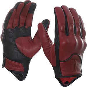 Harssidanzar Guanti da Moto in Pelle, Uomo Touch screen Guanti da guida in pelle di capra GM028, Rosso nero (Aggiornamento-1), taglia S