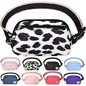 DMLuna Piccola borsa a tracolla da donna, alla moda, leggera, per donne e uomini, mini marsupio da cintura, marsupio con cinghia regolabile per corsa, allenamento e viaggio, Z - Nero/Bianco Leopardo,