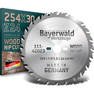 Bayerwald Werkzeuge Bayerwald - Lama per sega circolare HM, diametro 254 mm x 2,8 mm x 30 mm, denti alternati (24 denti), taglio grossolano e veloce, legna da ardere e materiali in legno, con fori combinati