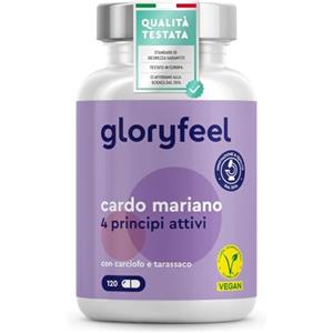 Gloryfeel Complesso di Cardo Mariano, con Carciofo, Dente di leone, 120 capsule, Alto dosaggio Silimarina, Qualità Premium, Integratore Depurativo Fegato, senza Stearato di Magnesio, 100% Naturale, Vegano