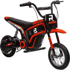 HOMCOM 24V Moto Elettrica per Bambini 8-12 Anni con Acceleratore Manuale, Mini Moto Cross Elettrica per Bambini con Sospensione, Luci e Suoni, 2 Velocità 8-16km/h e Ruote 30.5cm, Rosso