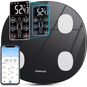 Insmart Bilancia Pesapersone Digitale, 8 Dati Visualizzati Sul Display, Bilancia Impedenziometrica Professionale 16 Indici di Corporea, Massa Grassa e Magra, Pesa Persone, BMI, Frequenza Cardiaca