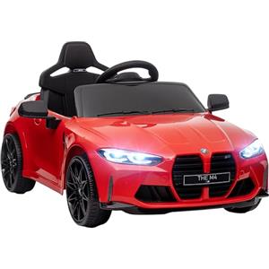 AIYAPLAY Macchina Elettrica per Bambini 3-5 Anni 12V a Licenza BMW M4, 3-5km/h Auto Elettrica per Bambini con 2 Motori, Sospensione, Telecomando 2.4G, Clacson e Fari, in PP e Metallo, Rossa