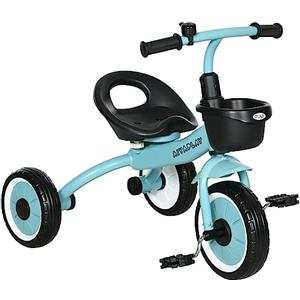 AIYAPLAY Triciclo per Bambini da 2-5 Anni con Seduta Regolabile, Bicicletta per Bambini con Cestino e Campanello, 70.5x53x58 cm, Blu