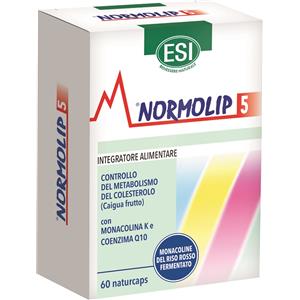 ESI Normolip 5 - Integratore per il Controllo del Colesterolo con Monacoline, Cromo e Coenzima Q10 - 60 Capsule