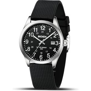 LN LENQIN Orologio Uomo Orologio Analogico al Quarzo da Uomo Orologio Impermeabile 30M Orologio Polso da Uomo Casual da Uomo d'affari di Moda Con Cinturino in Silicone Luminoso Con Data (Argento Nero Nero)