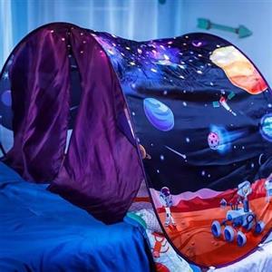LEEMASING Tenda da letto fantasy, divertente, pieghevole, pop up, per interni ed esterni, misura doppia, per ragazzi e ragazze, tenda per bambini, casetta per bambini (Spazio con luce remota)