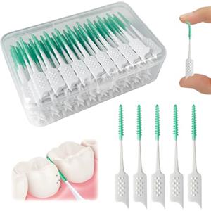 ZephyrHome 150 Pezzi Spazzolino interdentale in silicone,spazzolino con filo interdentale a doppio uso,spazzolino con custodia per la pulizia dei denti e l'igiene orale,adatto a casa e in viaggio,facile da usare