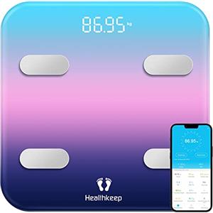 Healthkeep Bilancia Pesapersone Digitale Bilancia Impedenziometrica Meccanica, 7 dati chiaramente visualizzati sul display LED super grande, App per iOS e Android, sincronizzazione con Bluetooth e WIFI.180kg