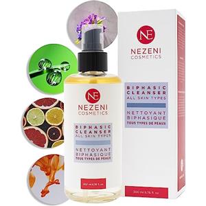 NE NEZENI Nezeni Detergente Struccante BIFASICO 200 ml | Niacinamide, Ac. Salicilico, Bakuchiol, Vit C | 9 principi attivi | Vegano | Per pelli normali, miste e grasse | A BASSO CONTENUTO DI CONSERVANTI