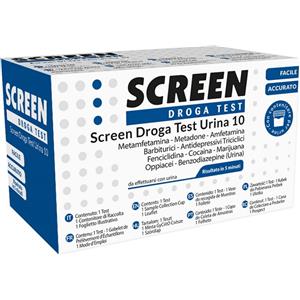 SCREEN ITALIA Test Antidroga Urina 10 Sostanze - Rileva Metamfetamina, Metadone, Amfetamina, Barbiturici, Antidepressivi Triciclici, Fenciclidina, Cocaina, Marijuana, Oppiacei e Benzodiazepine