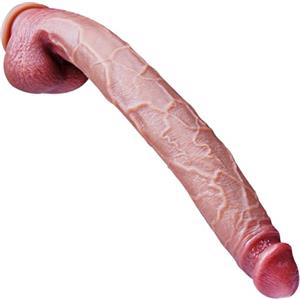 Umania Fallo gigante lungo 42 cm, fallo anale grande realistico, fallo morbido in silicone a doppia densità, fallo enorme, forte ventosa,fallo grande XXXL, fallo peluche punto G,adatto a donne/uomini/coppie