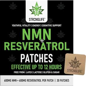 Stronglife Cerotti NMN e Resveratrolo - Alto assorbimento, rilascio di 12 ore - Supporta la salute cellulare, anti-invecchiamento e vitalità della pelle - Facile da usare - 30 cerotti - Ingredienti naturali -